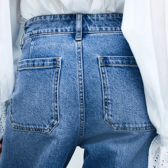 H&M HIGH WAIST WIDE LEG JEANS Size 6 - Picture 9 of 9